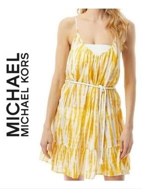 Michael Kors Cover Up Sun Dress - Tie Dye Daydream - Yellow & White - Size XS